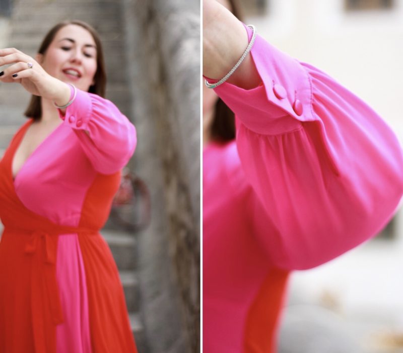 Susanne-Heidebach-Miss-Suzie-Loves-Sheego-Miyabi-Kawai-Wickelkleid-Nachmittagskleid-Blau-R&uuml;schen-Curvy-Plus-Size-Blogger-A-Typ-Maxikleid-Abendkleid-Rot-Pink