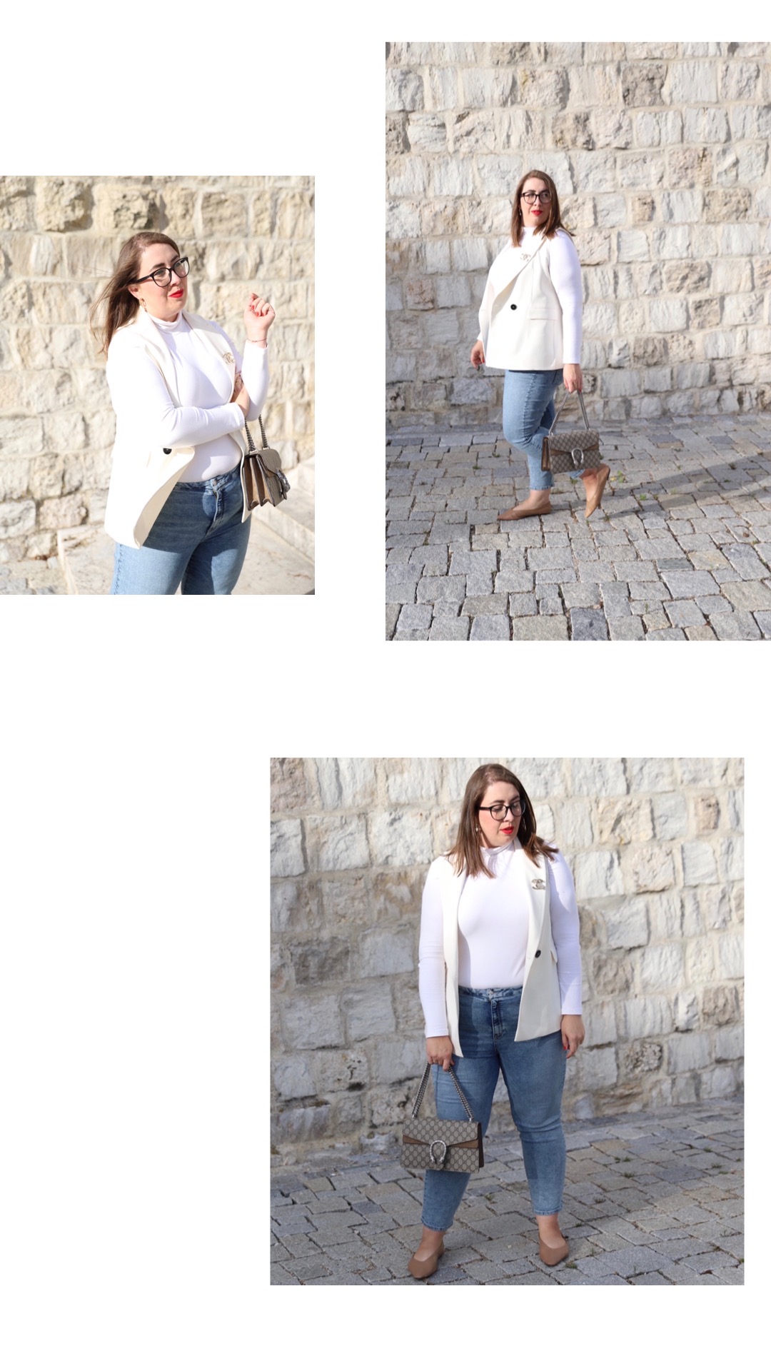 Miss-Suzie-Loves-Blazer-Weste-Rollkragenshirt-High-Waist-Jeans-Outfit-Chanel-Brosche-Gucci-Dionysus